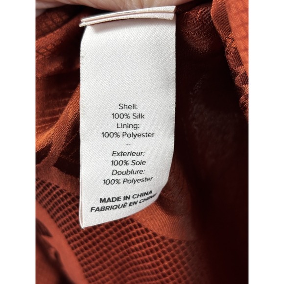 Cinq a Sept Maxine Silk Dress 10 Orange Jacquard Ruffle Designer Cocktail Chic - Picture 9 of 9